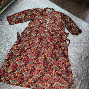 Patterned front slit dress