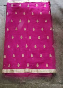 Pink & Gold Embellished Sari