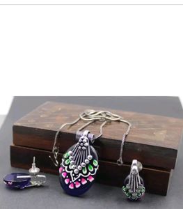 oxidised Chain +Pendant+ Earring