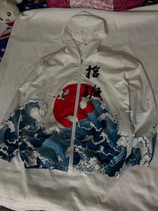 Wave Print Hooded Jacket