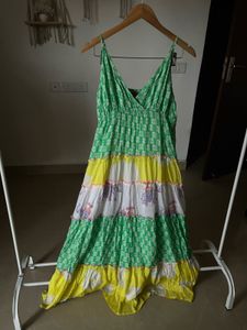 Place DU SOLEIL Bright Pastel Tiered Maxi Dress
