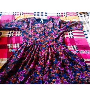 Multi colour calf- length Georgette dress