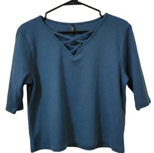 Teal Criss Cross Top