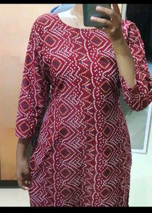 Maroon Bandhani Print Kurti