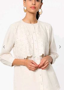Off White Floral Embroidered Top