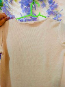 get freebies with  Beige Short Sleeve Top