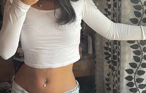 White full sleeve crop top.