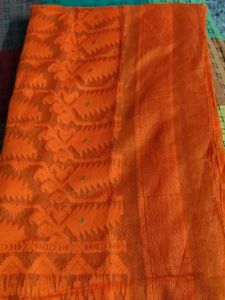 Orange Dhakai Buti Saree