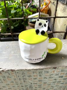 Panda Mug With Lid &amp; Spoon - I Want You Happy