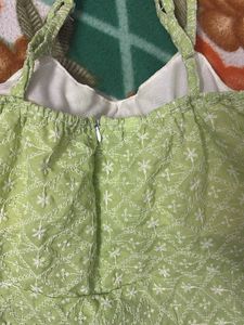 Green Embroidered Tank Top kurti to