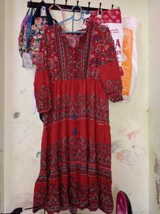 Red Paisley Maxi Dress