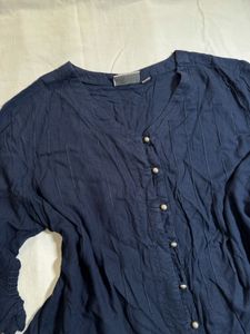Navy Button-Down Top