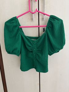 Green Puff Sleeve Top