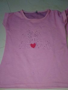 Pink Graphic Print T-Shirt And Pant