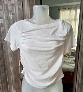 White Ruched Crop Top
