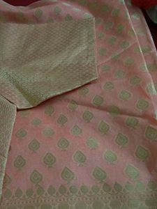 Peach Banarasi Saree with Blouse