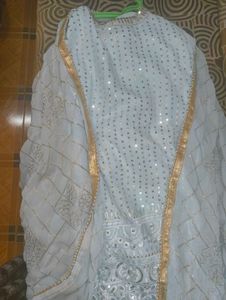 Elegant Sky Blue Salwar Suit Set