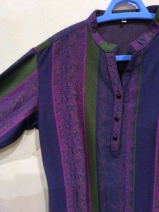 Blue And Purple Woolen Kurti For Winters.