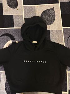 Black 'Pretty Brave' crop  Hoodie