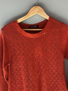 Rust Textured Knit Tunic Top