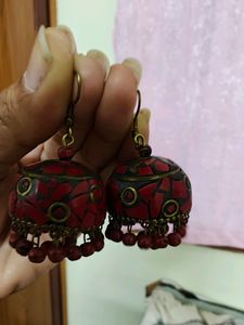 Christmas Special Terrakota Material Jhumkis
