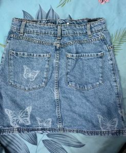 Butterfly Denim Mini Skirt