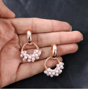 Pearl Beaded Hoop Earrings