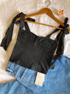 Newme Black Tie Up Top