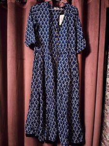 Elegant Blue Printed Kurta Dress