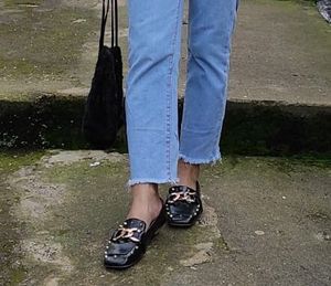 Black Chain Loafer Mules