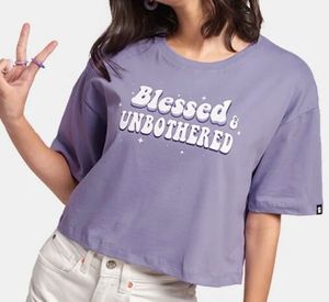 Blessed &amp; Unbothered” Lavender Tee | Oversized Cot