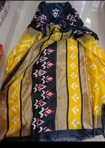 Yellow &amp; Black Ikkat Saree,Used Once