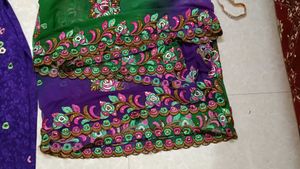 Beautiful Purple Embroidered Dress Material