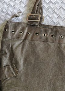 vintage Olive Green Grommet Detail Tote Bag