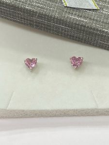 925 Italian, silver earrings, pink stone, heart s