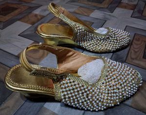 Elegant Gold Embellished Footwear