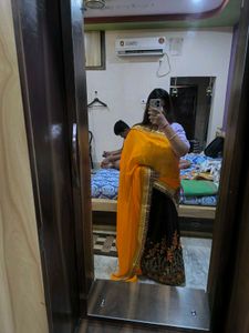 Elegant Yellow and Brown Embroidered Saree