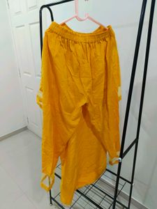 Yellow Kurta Set With Pink Dupptta