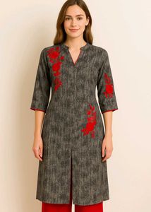 Elegant Grey Embroidered Kurta