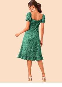 Green Floral Midi Dress