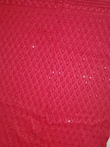 Red Embroidered Kurta