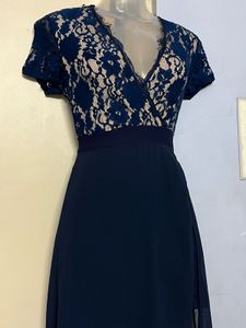 Pintrest Navy Lace Bodice Maxi Dress