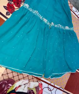 Teal Embroidered Pakistani Suit