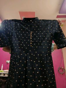 Elegant Black Polka Dot Kurta