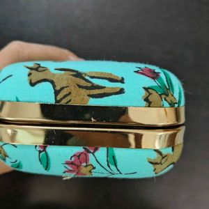 Brand New Sea Green animal Printed Clutch