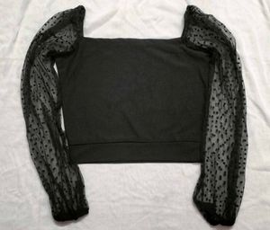 Black Sheer full Sleeve Top