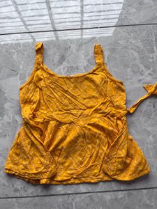 Cute Yellow Peplum Tank Top