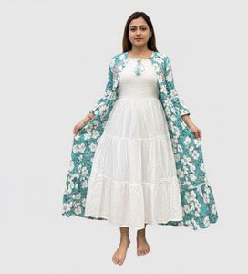 White Floral Dress with Shrug