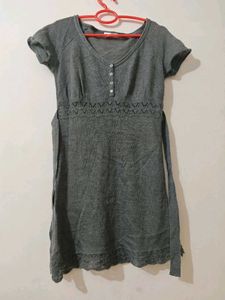 Light Woolen Casual Gray Dress