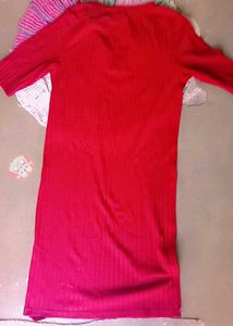 Red Ribbed Knit Dress